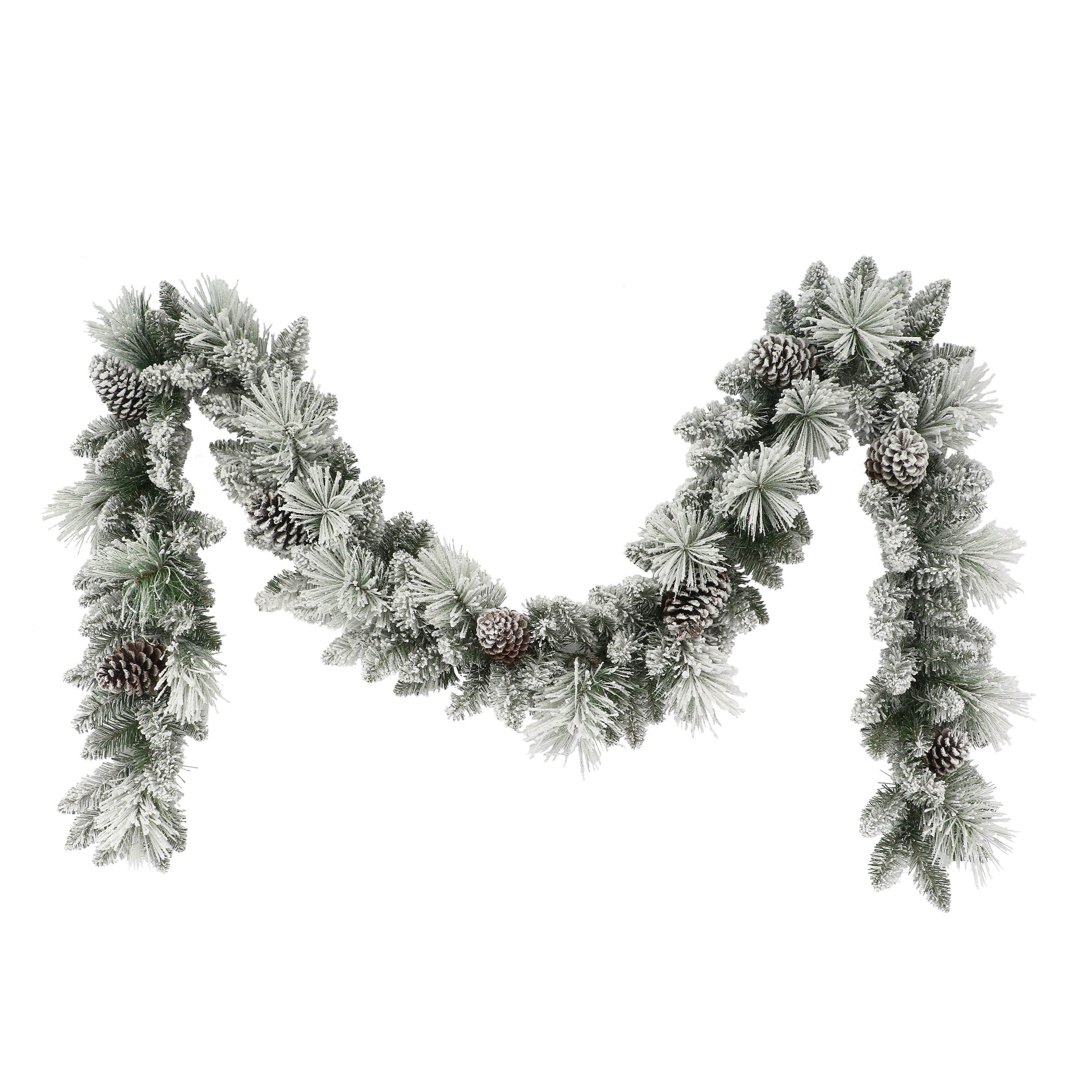 9 ft x 10 in Flocked Berkshire Spruce Garland 170 Tips Pine Cones BKSFA-9-10